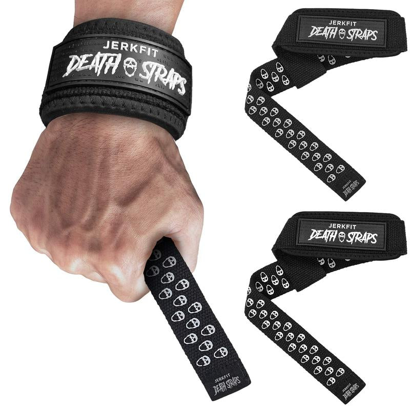 Jerkfit Death Straps - Weight Lifting Straps for Men, Women to Improve Control - Durable Wrist Straps for Weightlifting, Gym Workouts, Deadlifts, Powerlifting - Gym Straps with Ultra Thick Neoprene Padded Wrist Wrap - 4 Fun Colors - One Size Fits All