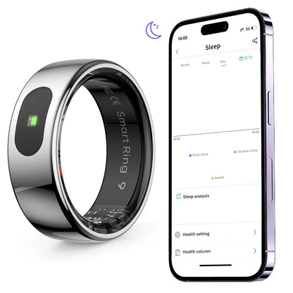 Smart Ring R08: Health and Sleep Monitoring Fitness Tracker, 5ATM Waterproof with Charging Case for Xiaomi and Samsung Devices