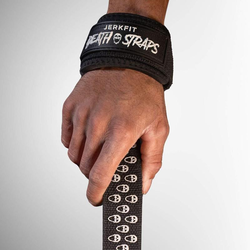 Jerkfit Death Straps - Weight Lifting Straps for Men, Women to Improve Control - Durable Wrist Straps for Weightlifting, Gym Workouts, Deadlifts, Powerlifting - Gym Straps with Ultra Thick Neoprene Padded Wrist Wrap - 4 Fun Colors - One Size Fits All