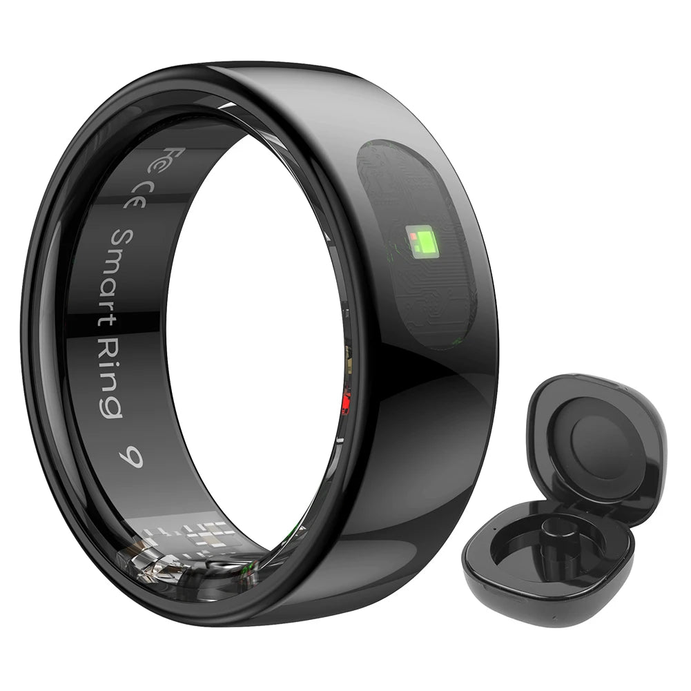Smart Ring R08: Health and Sleep Monitoring Fitness Tracker, 5ATM Waterproof with Charging Case for Xiaomi and Samsung Devices