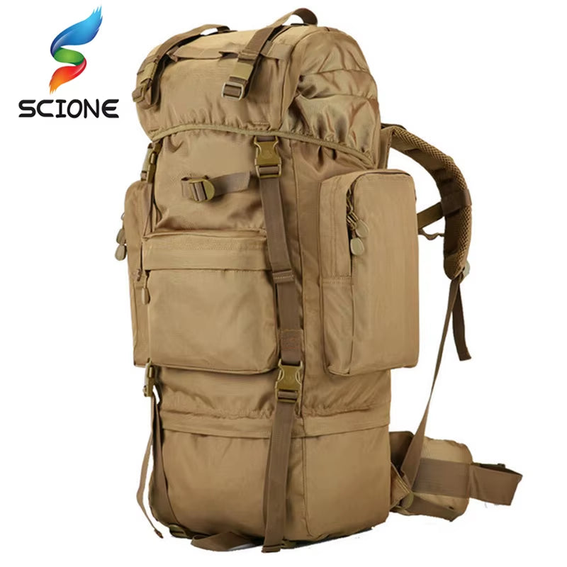 70L Large Tactical Backpack for Outdoor Activities - Waterproof and Durable Nylon for Hiking, Camping, and Climbing