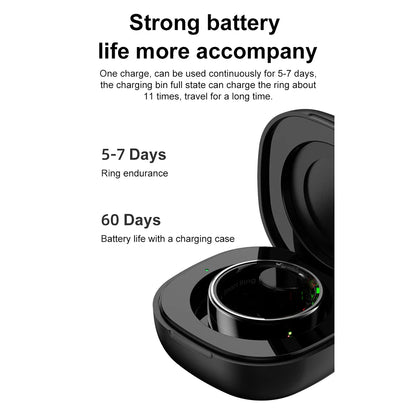 Smart Ring R08: Health and Sleep Monitoring Fitness Tracker, 5ATM Waterproof with Charging Case for Xiaomi and Samsung Devices