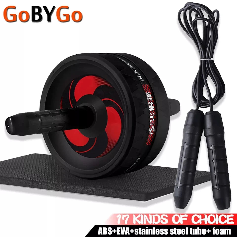 2-in-1 Silent Ab Roller and Jump Rope with Mat for Comprehensive Arm, Waist, and Leg Workouts - Gym Fitness Equipment