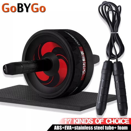2-in-1 Silent Ab Roller and Jump Rope with Mat for Comprehensive Arm, Waist, and Leg Workouts - Gym Fitness Equipment