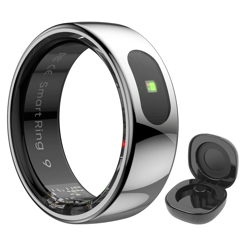 Smart Ring R08: Health and Sleep Monitoring Fitness Tracker, 5ATM Waterproof with Charging Case for Xiaomi and Samsung Devices