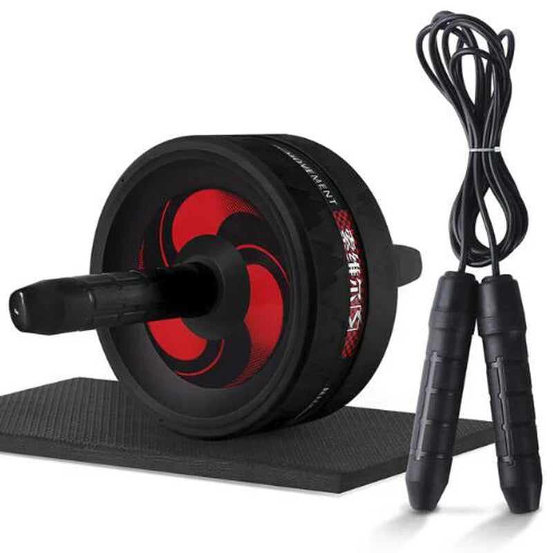 2-in-1 Silent Ab Roller and Jump Rope with Mat for Comprehensive Arm, Waist, and Leg Workouts - Gym Fitness Equipment