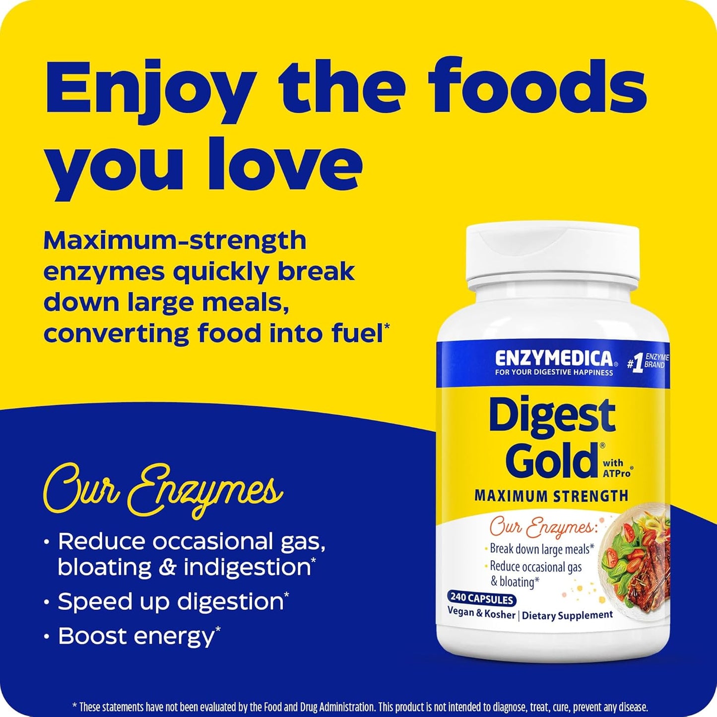 Unlock Optimal Digestion with Enzymedica Digest Gold + Atpro - Advanced Digestive Enzymes for Large Meals, 240 Capsules