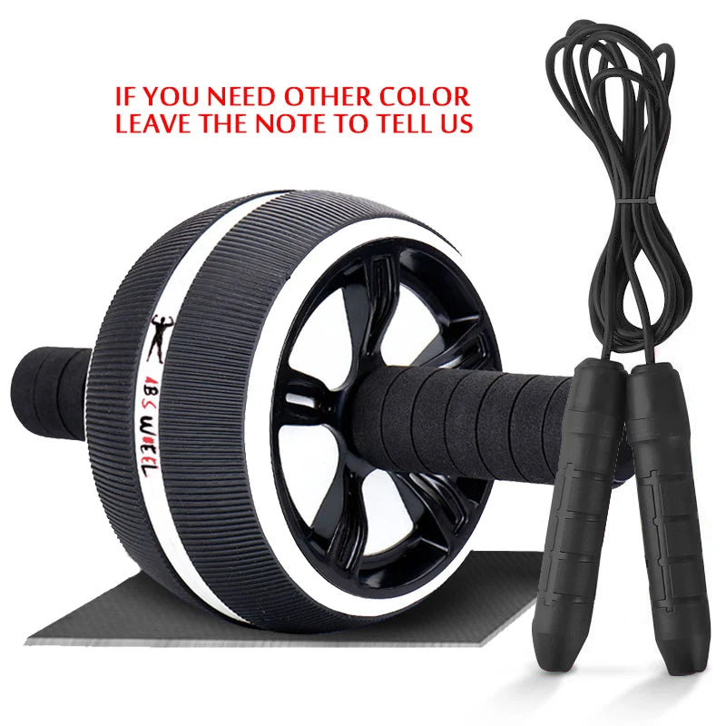 2-in-1 Silent Ab Roller and Jump Rope with Mat for Comprehensive Arm, Waist, and Leg Workouts - Gym Fitness Equipment