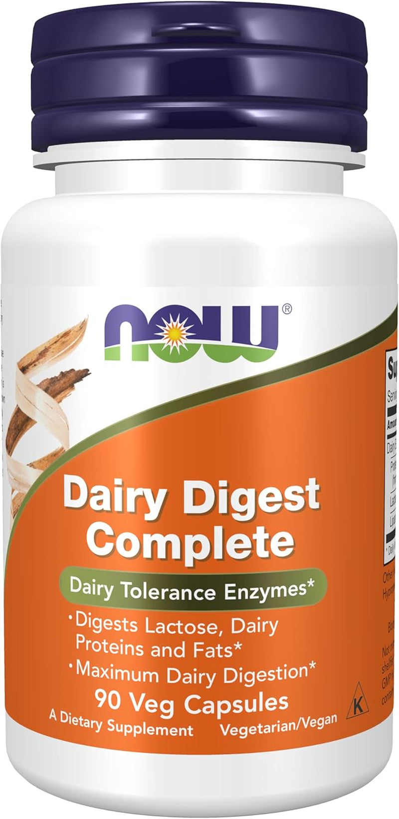 NOW Foods Dairy Digest Complete Supplements, Lactose, Dairy Proteins and Fats Digestive Support, Dairy Tolerance Enzymes, 90 Vegetarian Capsules