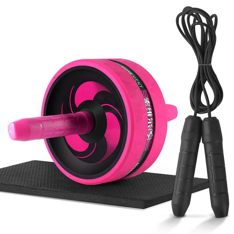 2-in-1 Silent Ab Roller and Jump Rope with Mat for Comprehensive Arm, Waist, and Leg Workouts - Gym Fitness Equipment
