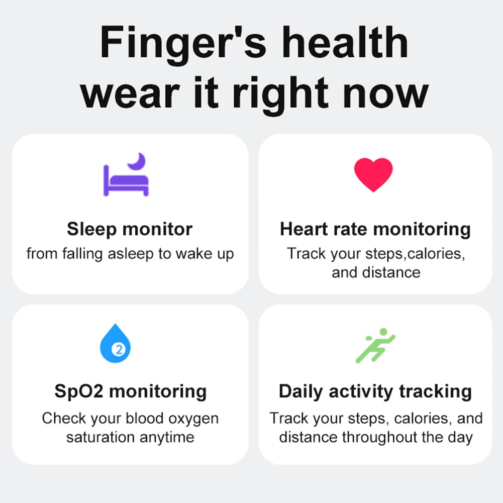 Smart Ring R08: Health and Sleep Monitoring Fitness Tracker, 5ATM Waterproof with Charging Case for Xiaomi and Samsung Devices