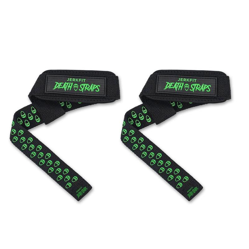 Jerkfit Death Straps - Weight Lifting Straps for Men, Women to Improve Control - Durable Wrist Straps for Weightlifting, Gym Workouts, Deadlifts, Powerlifting - Gym Straps with Ultra Thick Neoprene Padded Wrist Wrap - 4 Fun Colors - One Size Fits All
