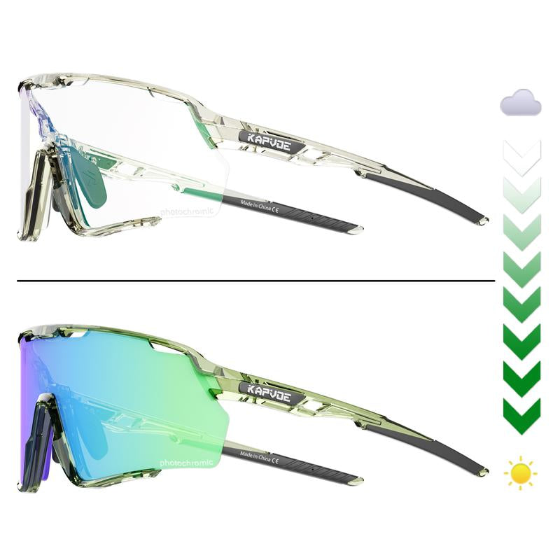 KAPVOE New World Premiere Photochromic Frames and Photochromic Glasses Men Women Bike Cycling Glasses UV400 Bicycle Riding Sunglasses Outdoor Sport Eyewear Driving Goggles
