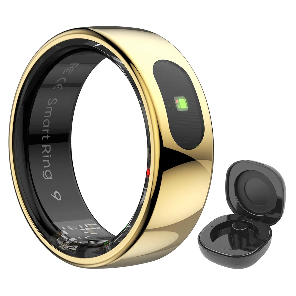 Smart Ring R08: Health and Sleep Monitoring Fitness Tracker, 5ATM Waterproof with Charging Case for Xiaomi and Samsung Devices