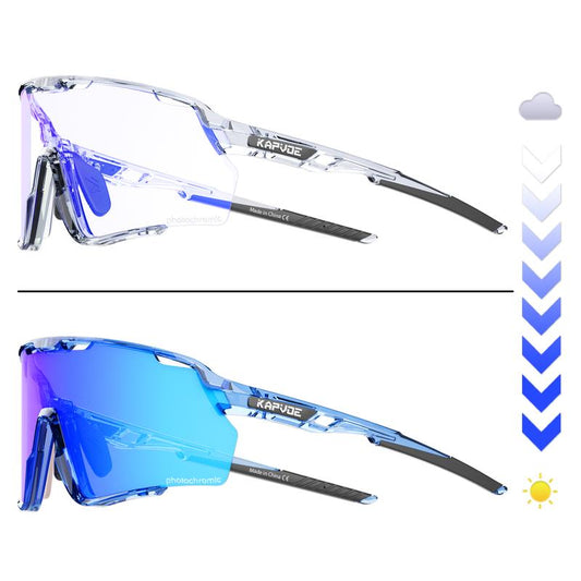 KAPVOE New World Premiere Photochromic Frames and Photochromic Glasses Men Women Bike Cycling Glasses UV400 Bicycle Riding Sunglasses Outdoor Sport Eyewear Driving Goggles