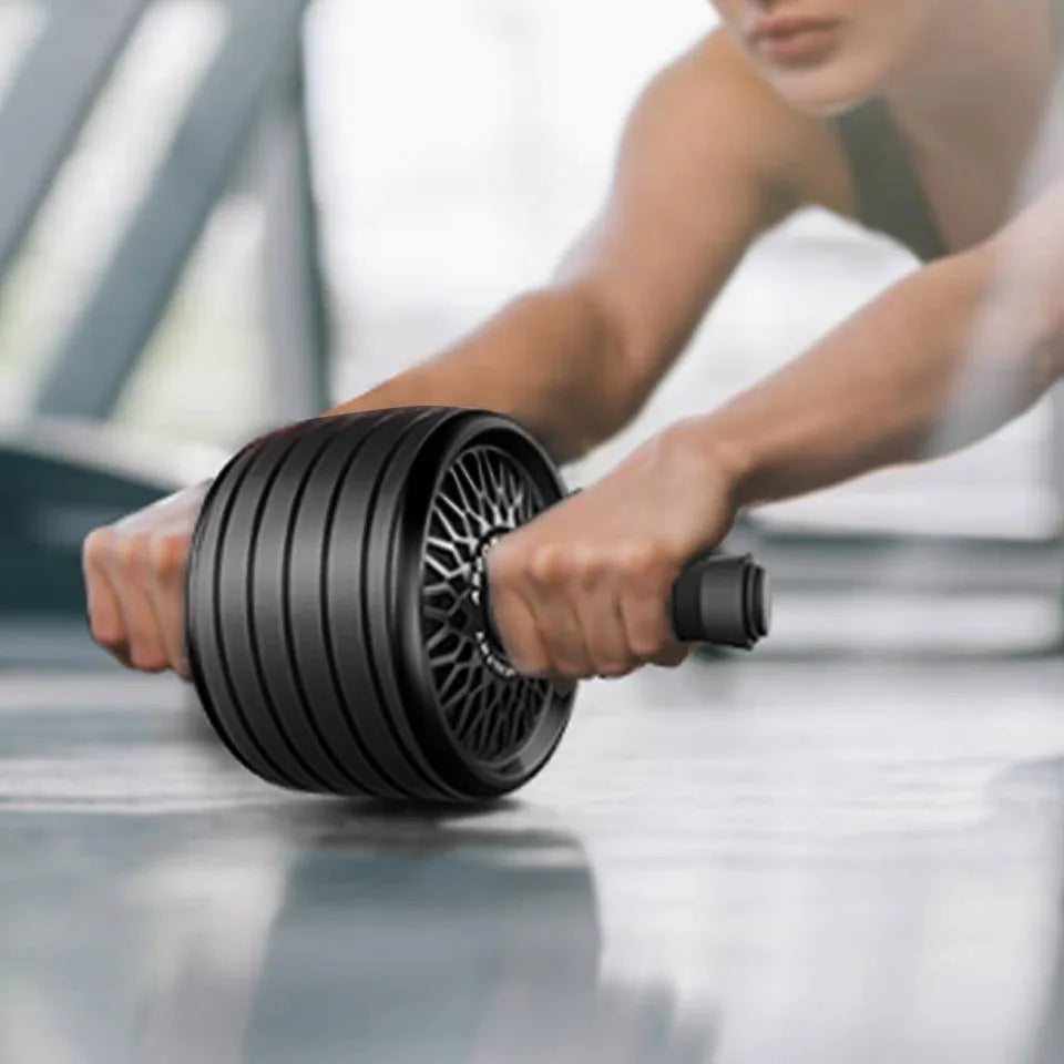 2-in-1 Silent Ab Roller and Jump Rope with Mat for Comprehensive Arm, Waist, and Leg Workouts - Gym Fitness Equipment